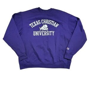 Champion TCU Men's XL‎ Purple Pullover Sweatshirt Long Sleeve Crew Neck